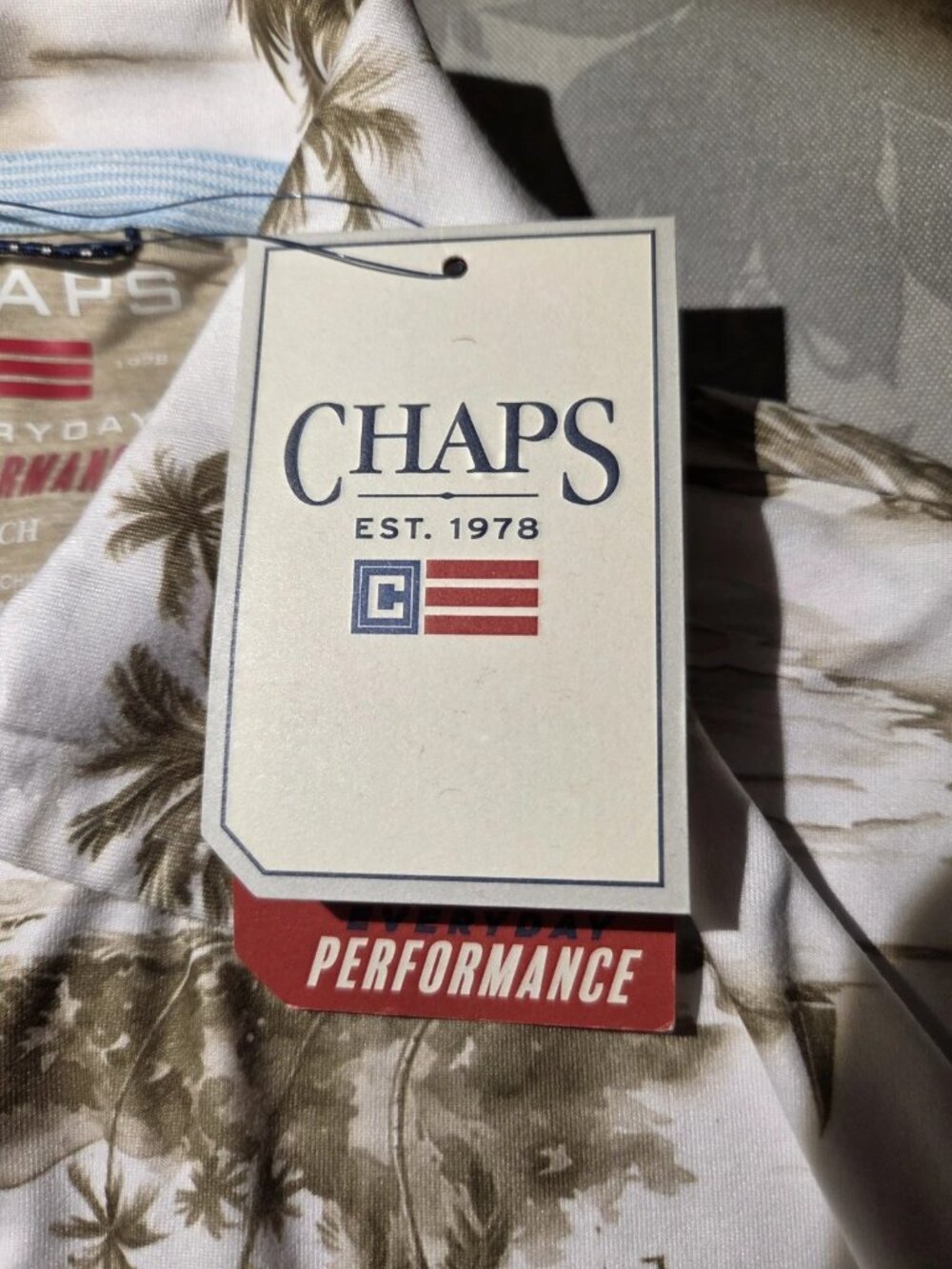 NWT Chaps Men's Super Soft Performance Printed Polo, Khaki, Small - NWT - Picture 4 of 4